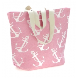 Torba plażowa DUŻA shopperka XXL KOTWICA róż