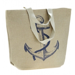 Torba plażowa DUŻA shopperka XXL KOTWICA beż