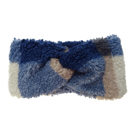 Opaska sherpa turban plusz w kratę POLSKI produkt