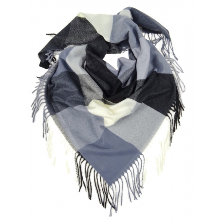 Chusta jesienno-zimowa ciepła krata frędzle AXD-13-10