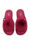 Pantofle kapcie PAMI DOG-P pompon bordo