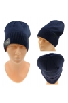 Czapka zimowa męska unisex z polarem produkt polski granatowa