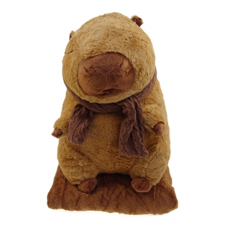 Maskotka KAPIBARA 45 cm z zimowym szaliczkiem kocyk przytulanka