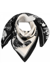 Chusta damska apaszka SATYNOWA gawroszka GB-29 biała w czarne róże