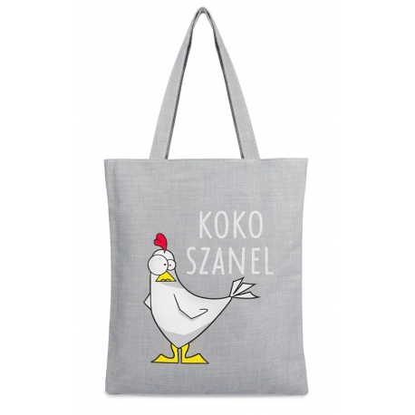 Torba na zakupy KOKO SZANEL z nadrukiem materiałowa na zamek