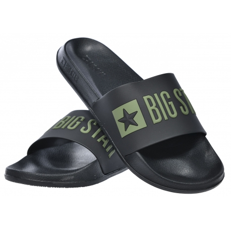 Klapki męskie sportowe BIG STAR miękkie lekkie na plaże basen SS174359 czarny