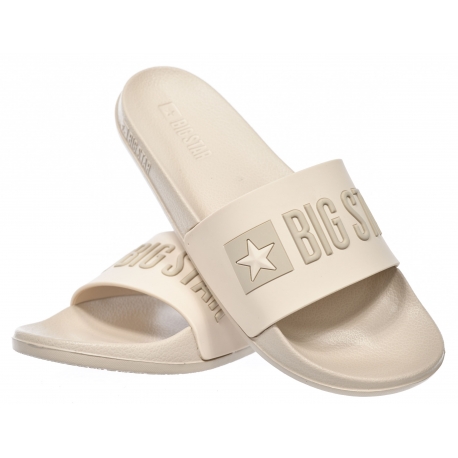 Klapki damskie sportowe BIG STAR lekkie na plaże na basen SS274710 beżowe