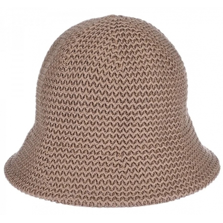 Kapelusz damski bucket materiałowy pleciony mały jesienny KAP-S-2 szary