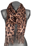 Szalik damski szal w PANTERKĘ na prezent z frędzlami RC-23-2 brązowy