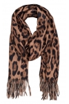Szalik damski szal w PANTERKĘ na prezent z frędzlami RC-23-2 brązowy