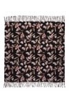 Chusta damska przejściowa w KWIATY na prezent z frędzlami RCC28-2 czarna