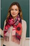 Szalik damski szal jesień zima KWIATY na prezent z frędzlami RC15-6 miętowy