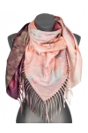 Chusta damska przejściowa KWIATEK na prezent z frędzlami RCC15-8 bordowy