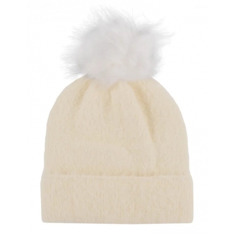 Czapka zimowa damska ala ALPAKA z akrylem z pomponem beanie CZ-Z-3 biała