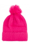 Czapka zimowa damska ala ALPAKA z akrylem z pomponem beanie CZ-Z-3 fuksja