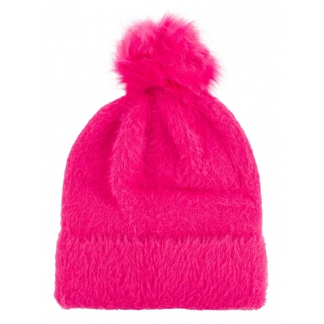 Czapka zimowa damska ala ALPAKA z akrylem z pomponem beanie CZ-Z-3 fuksja