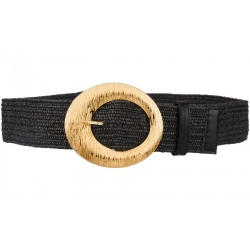 Pasek damski guma do sukienki szeroki z metalową klamrą PAS-G-12 czarny