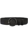 Pasek damski guma do sukienki szeroki z metalową klamrą PAS-G-2 czarny