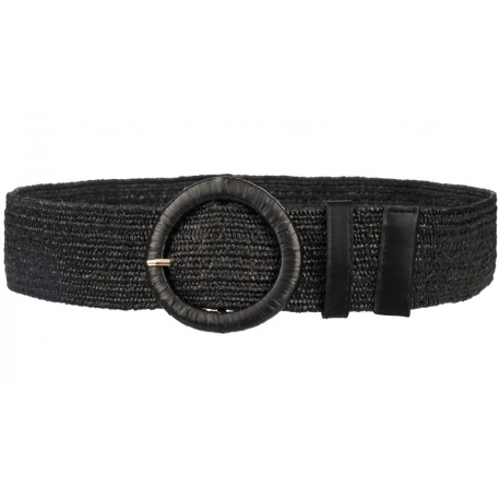 Pasek damski guma do sukienki szeroki z metalową klamrą PAS-G-2 czarny