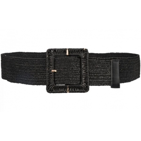 Pasek damski guma do sukienki szeroki z metalową klamrą PAS-G-1 czarny