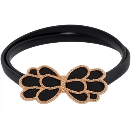 Pasek damski sprężynka do sukienki z metalową klamrą PAS-M-24 czarny