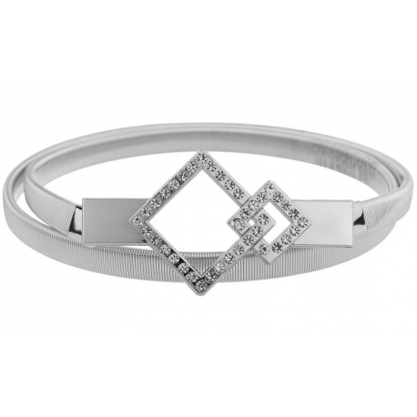 Pasek damski sprężynka do sukienki z metalową klamrą PAS-M-15 srebrny