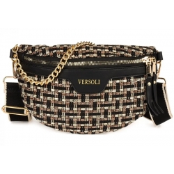 Torebka damska przewieszka nerka saszetka z łańcuszkiem TR-35 czarny