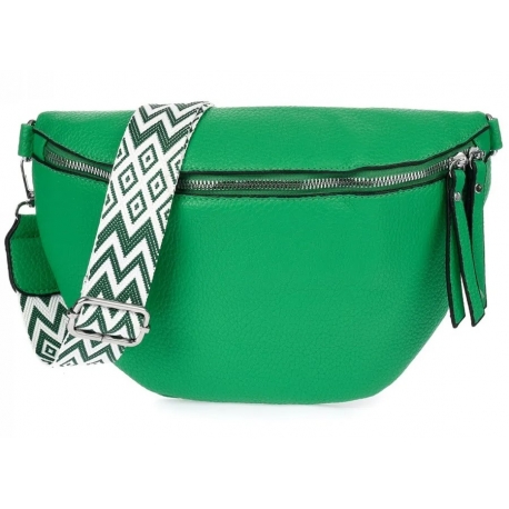 Torebka damska duża przewieszka nerka saszetka ekoskóra NER-S-24 zielony