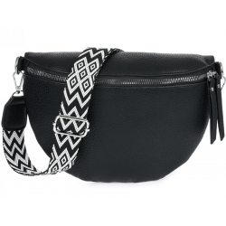 Torebka damska duża przewieszka nerka saszetka ekoskóra NER-S-24 czarny