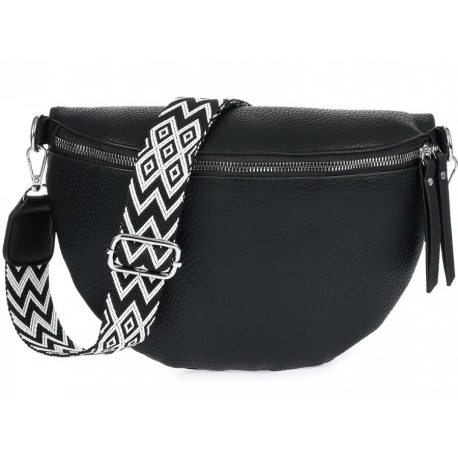 Torebka damska duża przewieszka nerka saszetka ekoskóra NER-S-24 czarny