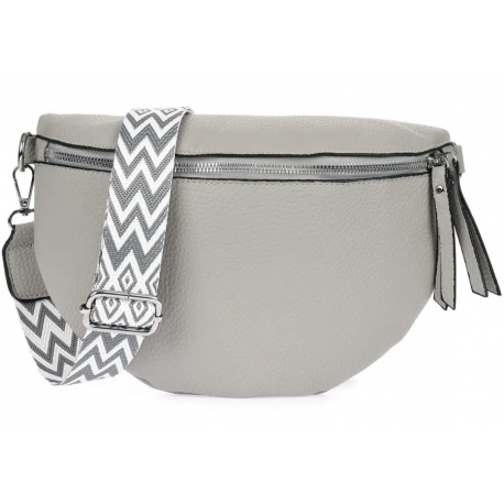 Torebka damska duża przewieszka nerka saszetka ekoskóra NER-S-24 szary