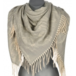 Chusta damska bawełniana KOTY ciepła duża 135x135 z frędzlami XAC-13-4 szary