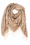 Chusta damska bawełniana KOTY ciepła duża 135x135 z frędzlami XAC-13-1 beżowy