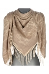 Chusta damska bawełniana KOTY ciepła duża 135x135 z frędzlami XAC-13-1 beżowy