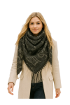 Chusta damska bawełniana KOTY ciepła duża 135x135 z frędzlami XAC-13-1 beżowy