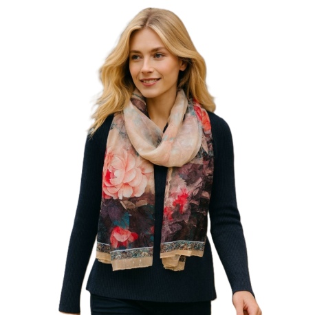 Szalik damski szal cienki wiosenny długi 180cm elegancki błyszczący RD-26