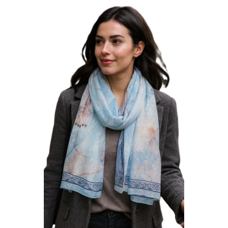 Szalik damski szal cienki wiosenny długi 180cm elegancki błyszczący RD-24