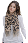 Szalik damski szal cienki wiosenny modny wzór w PANTERKĘ 180cm RC-41-2 beż