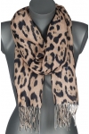 Szalik damski szal cienki wiosenny modny wzór w PANTERKĘ 180cm RC-41-2 beż