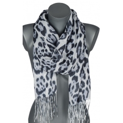 Szalik damski szal cienki wiosenny modny wzór w PANTERKĘ 180cm RC-41-4 czarny