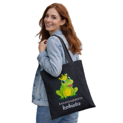 Torba na zakupy KOKO SZANEL z nadrukiem materiałowa na zamek