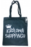 Torba na zakupy z nadrukiem KRÓLOWA SHOPPINGU KORONA na zamek TA-44 czarny