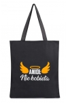 Torba na zakupy z nadrukiem ANIOŁ NIE KOBIETA na zamek TA-97 czarny