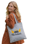 Torba na zakupy z nadrukiem ANIOŁ NIE KOBIETA na zamek TA-97 szary
