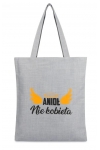 Torba na zakupy z nadrukiem ANIOŁ NIE KOBIETA na zamek TA-97 szary