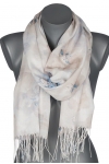 Szalik damski szal cienki wiosenny PASTELOWE KWIATKI 180cm RC-34-7 Szary