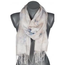 Szalik damski szal cienki wiosenny PASTELOWE KWIATKI 180cm RC-34-7 Szary