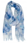 Szalik damski szal cienki wiosenny PASTELOWE KWIATKI 180cm RC-34-5 Niebieski