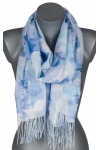 Szalik damski szal cienki wiosenny PASTELOWE KWIATKI 180cm RC-34-5 Niebieski