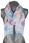 Szalik damski szal cienki wiosenny PASTELOWE KWIATKI 180cm RC-34-1 fiolet
